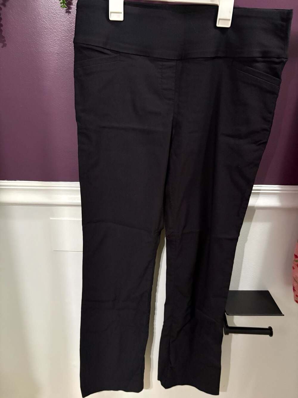 Apt 9 Womens Black Tummy Control Pull-On Dress Pants